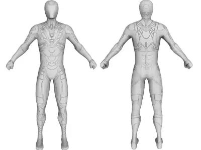 Futuristic Cyborg Nano Suit Character Low-poly 3D model