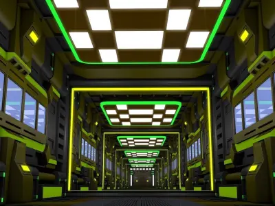 Sci Fi Spaceship Corridor 3D model