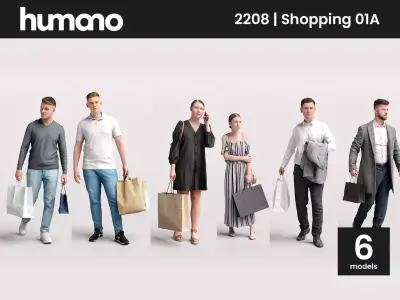 Humano 6-Pack - SHOPPING PEOPLE - 6x 3D models A