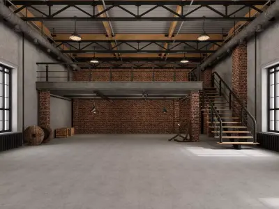 Warehouse industrial loft home office 3 3D model