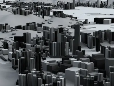 Hong Kong Districts Streets and Buildings with Terrain 3D model