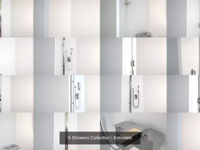 6 Showers Collection stainless steel shower head 3D Model Pack