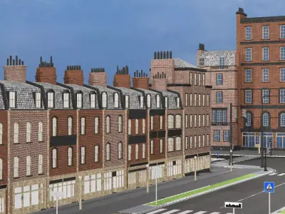 New York Modern City Street Scene Block V13 3D Model Low-poly 3D model