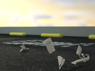 Animated and baked paper debris Low-poly 3D model