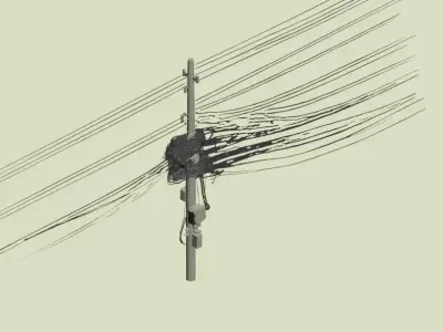 Electric Utility Pole 3D Model 3ds Max Corona FBX Low-poly 3D model