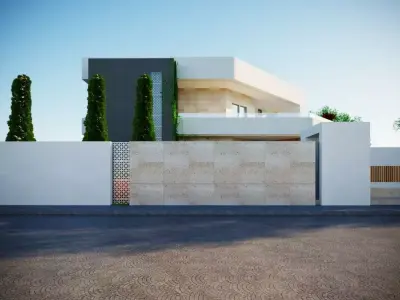 3D Model Modern Two-Story House  Low-poly 3D model