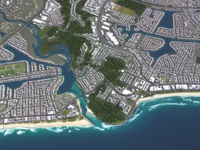 Gold Coast Low-poly 3D model