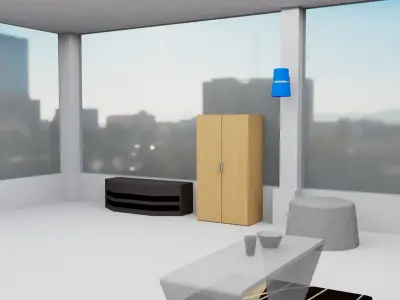 Interior living room Low-poly 3D model