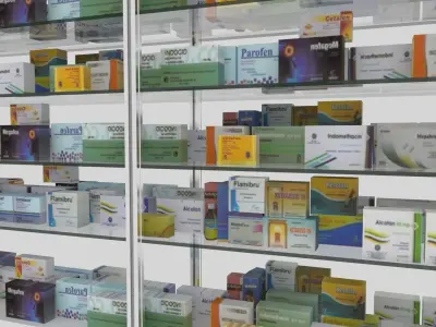 Drug Store Pharmacy Shelve Low Poly and less Materials Low-poly 3D model