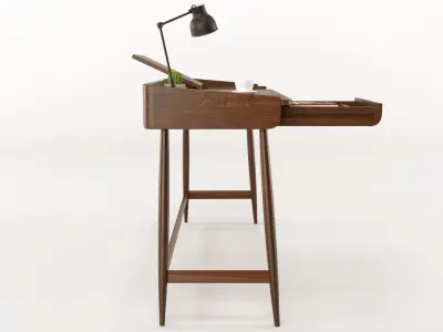 Desk set 3d model wood Low-poly 3D model