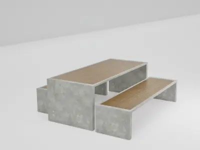 Marina Bench Set - Stoll Table  Low-poly 3D model