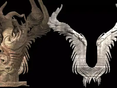 Dark ages Tree  sculpture With Wings  3D model