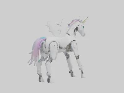 Robot version of a unicorn model Low-poly 3D model