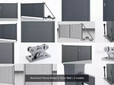 Aluminum Fence Model 2 10cm Wall 3D Model Pack