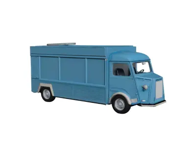 Vintage Food Truck Retro Mobile Street Food Vehicle 3D model
