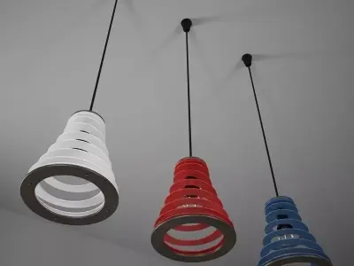 Lamp three different colored pendant lights hanging from ceiling 3D model