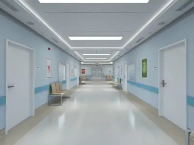 Hospital Corridor and Furniture 3D model