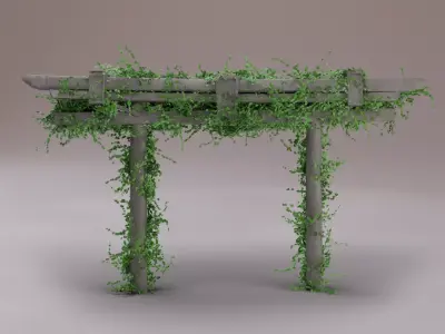 Japanese Archways Ivy-Covered - Set Of 4 3D model