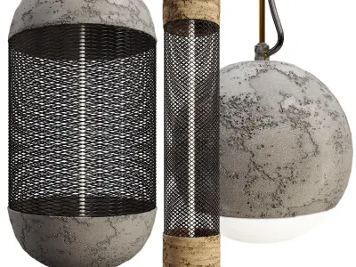 Concrete Pendant Lamp Collection 01 3D model
