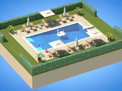 Low Poly Swimming Pool Low-poly 3D model