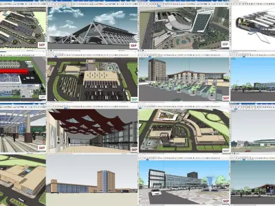 Collection 15 Sketchup Terminal models 3D Model Pack