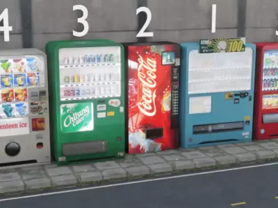 Japanese Vending Machine Pack Low-poly 3D model