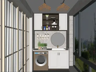  modern-style balcony scenes Free 3D model