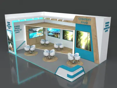 Booth Exhibition Stand Stall 10x6m Height 450 cm 2 Side Open 3D model