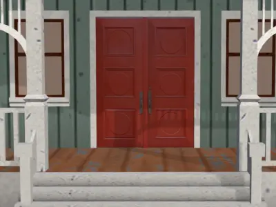 American Style Cottage - Town House Model Low-poly 3D model 4