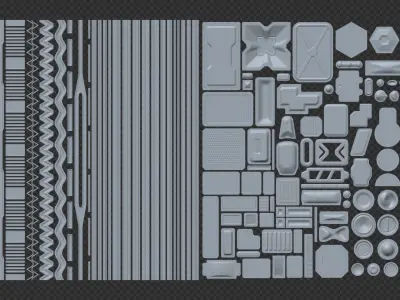 Sci-Fi Decal Set - Seams and Panels Texture