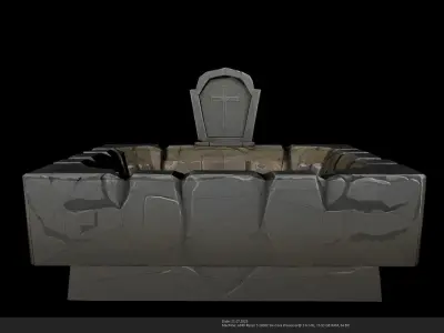 Stylized Tomb with Headstone 3D Model - AI Low-poly 3D model