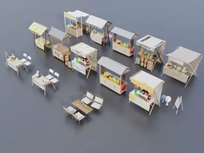 Outdoor Market Booth Collection 3D model
