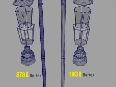 street lantern post light Low-poly 3D model