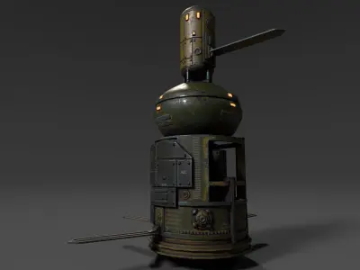 Sci Fi Satellite Low-poly 3D model 2