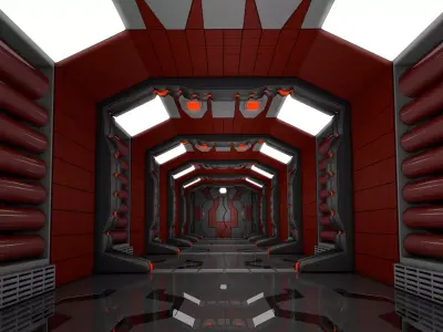 Sci Fi Corridor  3D model 6