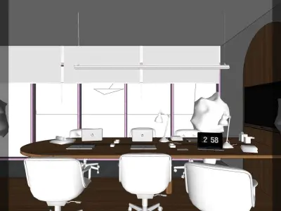 Minimalistic and Simple Coworking Space Home Office Low-poly 3D model