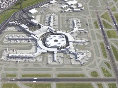 San Francisco Airport Low-poly 3D model
