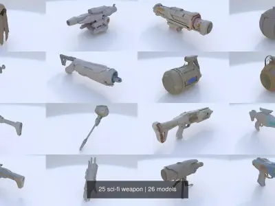25 sci-fi weapon 3D Model Pack