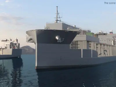  Sea Base Vessel with Open Deck Hangars on Water 