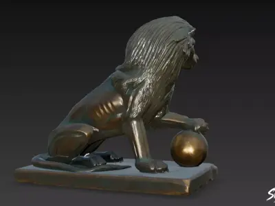 Lion Statue V40 Low-poly 3D model