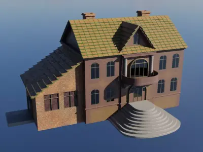 Old two-story house Free low-poly 3D model