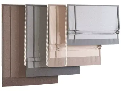 Roman Blinds Curtain Set Low-poly 3D model