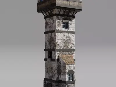 Medieval tower Low-poly 3D model