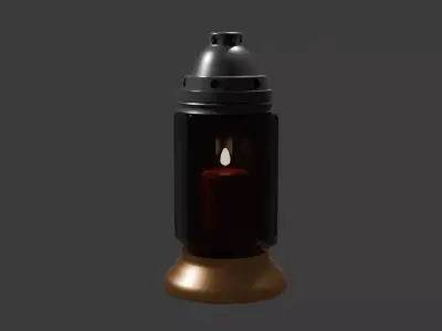Small Red Gothic Grave Lantern with Votive Candle Free low-poly 3D model