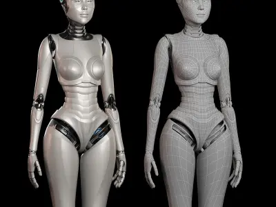 SCI - FI ROBOT WOMAN RIGGED BASIC EDITION 3D model
