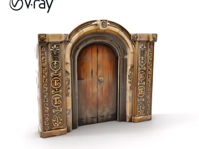 Medieval Stone Archway Door Model Pack Low-poly 3D model