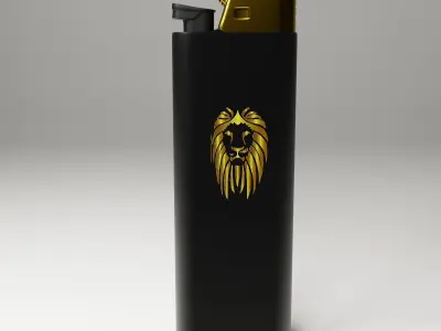 Lighter with gold lion 3D model