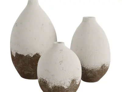 Golden Earth Vases Clay 3D model