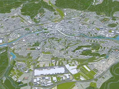 Saarbrucken Germany 40km Low-poly 3D model