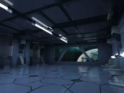 scifi sci fi blender interior corridor hallway futuristic 3D model